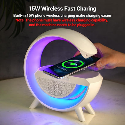 3-in-1 Multi-function Led Night Lamp With Bluetooth Speaker Wireless Charging For Bedroom For Music Party And Mood Lighting - Perfect Gift For All Occasions